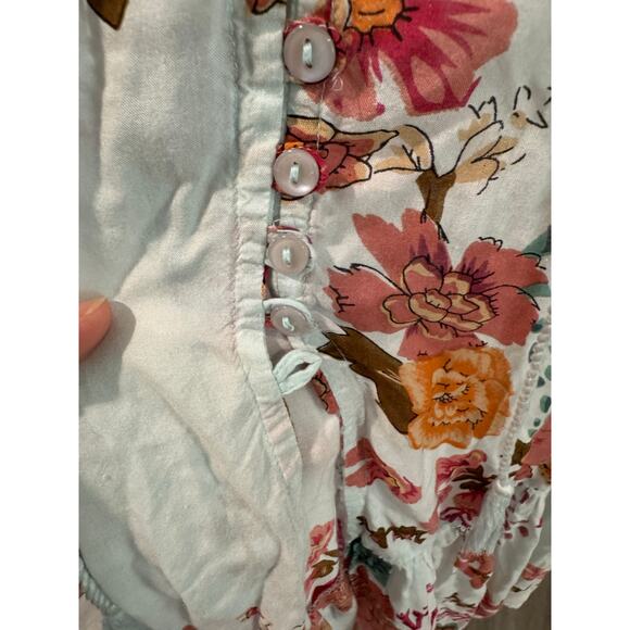 Lula Soul Monet Dress – Aqua Floral, Size XS, Button Front & Ruffle Hem *flaw - Picture 7 of 8